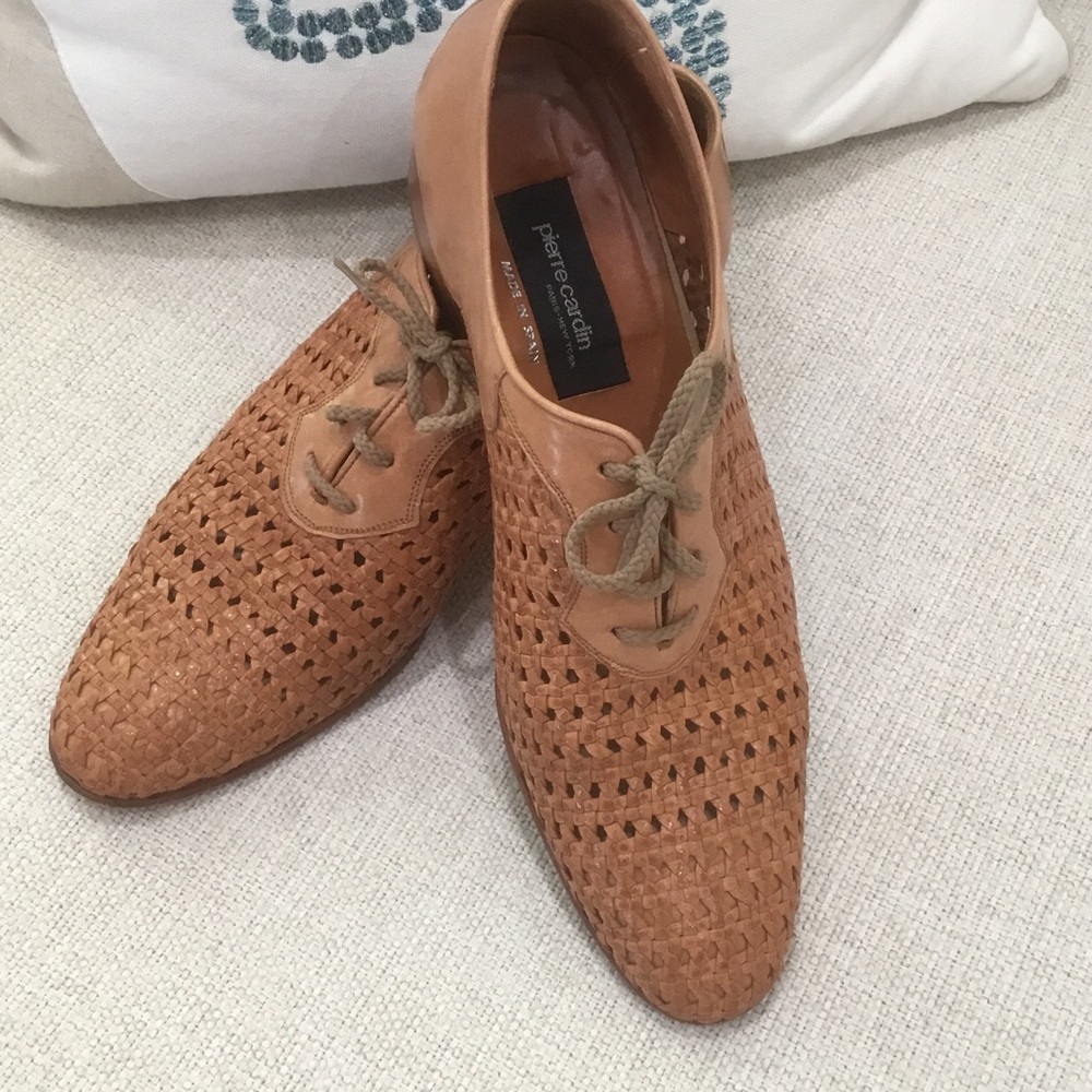 Pierre Cardin Rust Straw-Like Woven Oxfords